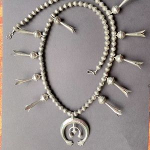 Vintage 70’s Silver Squash Blossom Necklace